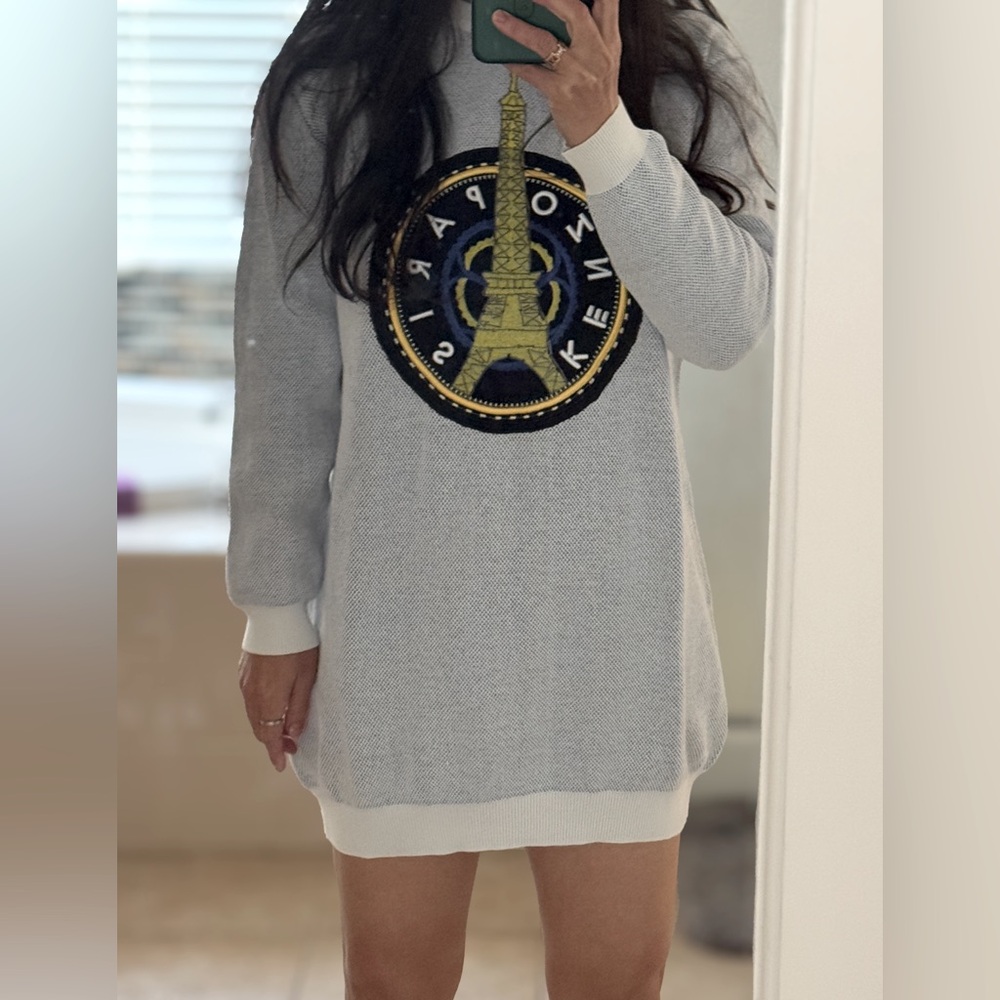 Kenzo Eiffel Tower Embellished Sweatshirt Dress